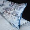 Blue with Cream and Lavender Embroidered Florals Lumbar 16x46 | Pillows by Vantage Design