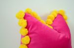 READY TO SHIP 16 x 16 icnhes // hot pink pom pom pillow | Pillows by velvet + linen