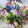 Bridal flowers bouquet canvas painting, Romantic memory | Oil And Acrylic Painting in Paintings by Natart. Item made of canvas with synthetic