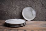 Set of 4 cake plates - (set nr5) STC organic natural shape | Dinnerware by Laima Ceramics. Item composed of stoneware in minimalism or contemporary style
