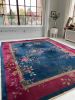 GLOWING Antique Art Deco Asian Botanical Garden | Magenta | Area Rug in Rugs by The Loom House. Item composed of fiber