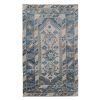 Distressed Turkish Oushak Blue Rug 3'7" X 5'11" | Area Rug in Rugs by Vintage Pillows Store. Item composed of cotton