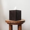 Espresso Brown Leather Single Tissue Box Cover | Toiletry in Storage by Vantage Design