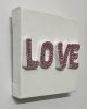 Love Pink Crystal 4" x 4" | Mixed Media in Paintings by Emeline Tate. Item made of canvas with synthetic