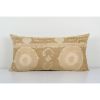 Faded Suzani Embroidery Throw Bedding Pillow, Suzani Long Lu | Cushion in Pillows by Vintage Pillows Store