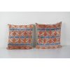 Square Apricot Ikat Velvet Pillow Cover - Set Silk Ikat Velv | Cushion in Pillows by Vintage Pillows Store