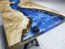 Custom Order Poplar Wood Sea Ocean İce Design Blue Epoxy | Dining Table in Tables by LuxuryEpoxyFurniture. Item composed of wood and synthetic