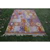 Vintage Pink Blue Turkish Kilim Rug - Designer Wool Carpet | Area Rug in Rugs by Vintage Pillows Store. Item composed of wool and fiber