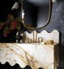 Wave design calacatta gold marble sink : A Unique Work of Art for Your Bathroom | Water Fixtures by AYMARBLEDESIGN LLC
