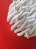 White-on-red sculpture on canvas, square canvas art | Wall Sculpture in Wall Hangings by Natasha Kanevski. Item made of canvas compatible with minimalism and contemporary style