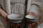 Tapas SET - textured open bowls x3 , natural shape elongated | Plate in Dinnerware by Laima Ceramics. Item composed of stoneware in minimalism style