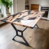 Custom Live Edge Epoxy Resin Dining Table | Tables by Ironscustomwood. Item made of wood with synthetic