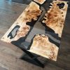 Mappa Burl Epoxy Table, Made to order Epoxy Resin Dining | Dining Table in Tables by Ironscustomwood. Item made of wood & synthetic