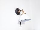 Adjustable Bedside Reading Wall Light - Matte Black & White | Sconces by Retro Steam Works. Item made of fabric & metal compatible with mid century modern style