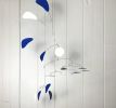 Modern Mobile for High Ceiling Royal Blue White Arrow Style | Wall Sculpture in Wall Hangings by Skysetter Designs. Item composed of metal in modern style