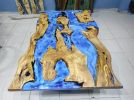 Living Room River Ocean Epoxy Table, Live Edge Olivee Tree | Dining Table in Tables by LuxuryEpoxyFurniture. Item made of wood with synthetic