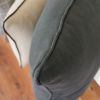 Cream Wool with Charcoal Flecking & Navy Leather Welt 14x18 | Pillow in Pillows by Vantage Design