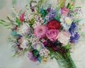 Bridal bouquet painting from photo, Floral oil paintings | Oil And Acrylic Painting in Paintings by Natart. Item made of canvas with synthetic