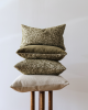Cream Jute with Woven Olive Green Wool Lumbar Pillow 12x20 | Pillows by Vantage Design