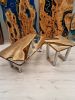 Epoxy coffee table, walnut epoxy table, center table | Tables by Brave Wood. Item made of walnut with metal