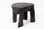 Sculptural Side Table, Rustic, Burnt Black Wood, Carved, Handmade | Tables by Logniture