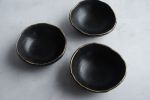 SMALL BLACK and GOLD single or set of 2  bowl with leaf patt | Dinnerware by Laima Ceramics. Item composed of stoneware in minimalism or rustic style