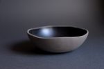 Set of 4 breakfast bowls - Black on grey matte handmade | Dinnerware by Laima Ceramics. Item composed of stoneware compatible with minimalism and rustic style