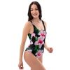One Piece Swimsuit - Desire - Pink Lily Floral Art | Work by Eman's Gallery