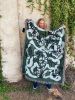 The LA CARA GREEN Jacquard Woven Throw Blanket, Abstract Art | Linens & Bedding by Parker Heath | PAR  KER made. Item made of cotton with fiber works with minimalism & mid century modern style