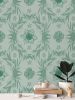 IVI Poppy Daisies & Cannabis Leaves Green | Wallpaper in Wall Treatments by Sean Martorana. Item made of paper