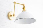 10 Inch White Shade - Adjustable Arm Light - Model No. 9132 | Sconces by Peared Creation. Item composed of brass