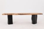 Live Edge Solid Wood Bench with Charred Legs, Organic Modern by Logniture | Benches & Ottomans by Logniture