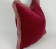 Red and pink pillow, red with pink fringe pillow | Pillows by velvet + linen