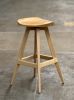 Mid Century Modern Swiveling Bar Stool: Wood Tractor Seat Counter Stool, USA Made | Chairs by Marco Bogazzi