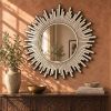 Handmade Bone Inlay Sunburst Mirror, Round Starburst Wall Decor, Art Deco Entryway Accent | Decorative Objects by IKKAZA
