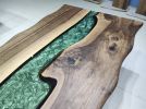 Custom Order Dark Walnut Green Epoxy Table | Dining Table in Tables by LuxuryEpoxyFurniture. Item made of wood with synthetic