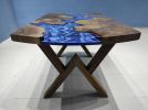 Custom Walnut Resin River Ocean Table, Dining Table | Tables by LuxuryEpoxyFurniture. Item composed of wood and synthetic