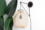 Bamboo Boho Basket Light - Fish Trap Lamp - Model No. 8524 | Sconces by Peared Creation. Item made of bamboo with brass