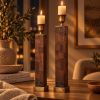 Handmade Mahogany Veneer Candle Holders, Geometric Marquetry, Modern Scandinavian Decor (Pair),Housewarming Gift | Decorative Objects by Vesta Corte