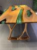 Green Epoxy Resin Table, Modern Dining Table | Tables by Tinella Collection. Item made of walnut & metal compatible with contemporary and modern style
