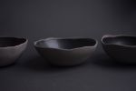 Set of 4 breakfast bowls - Black on grey matte handmade | Dinnerware by Laima Ceramics. Item composed of stoneware compatible with minimalism and rustic style