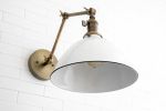 10 Inch White Shade - Adjustable Arm Light - Model No. 9132 | Sconces by Peared Creation. Item composed of brass