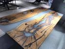Live Edge Epoxy Table - Smoke Epoxy Resin Dining Table | Tables by Tinella Collection. Item made of wood with metal works with contemporary & art deco style
