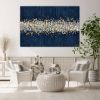 Large gold wall art canvas painting navy blue textured wall | Oil And Acrylic Painting in Paintings by Berez Art. Item made of canvas compatible with modern style