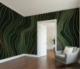Forest Green Wavy Lines - Abstract Luxury Wallpaper Mural | Wall Treatments by ELLE WALLS