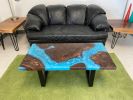 Claro Walnut Burl Resin River Coffee Table | Tables by Carlberg Design. Item composed of walnut & steel compatible with mid century modern and modern style
