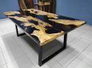 Custom Order Black Epoxy Olive Wood Dining Table | Black | Tables by LuxuryEpoxyFurniture. Item composed of wood and synthetic