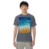 Unisex T-Shirt - Good Tidings - Fluid Blue Gold Ocean Art | Work by Eman's Gallery
