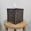 Brown with Burnished Black Leather Single Tissue Box Cover | Toiletry in Storage by Vantage Design