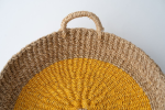 Woven Round Tray I Yellow | Decorative Tray in Decorative Objects by NEEPA HUT. Item composed of fiber